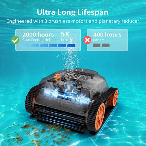 CoasTeering Nebula Cordless Robotic Pool Cleaner, 180min Runtime CoasTeering Nebula Cordless Robotic Pool Cleaner, 180min Runtime